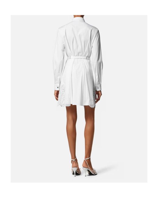 Versace White Lace Inserts Shirt Dress