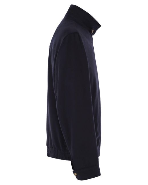 Brunello Cucinelli Blue Stand-Collar Wool Jacket for men