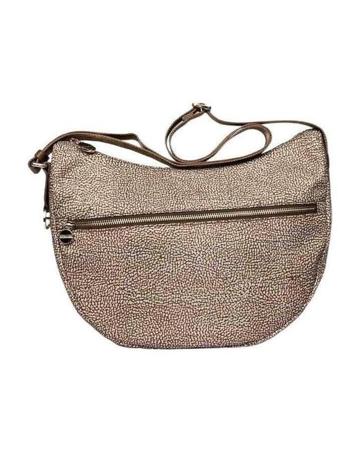 Borbonese White Zipped Medium Shoulder Bag