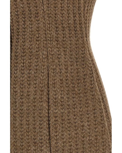 GIUSEPPE DI MORABITO Brown Brooch Knitted Mini Dress