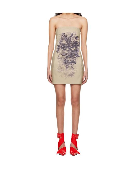 Jean Paul Gaultier White Graphic Print Dress