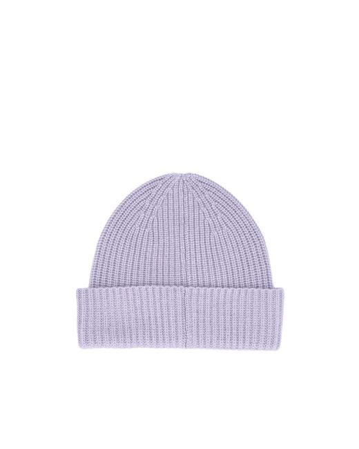 Loro Piana Purple Ribbed Turn-Up Beanie Hat for men