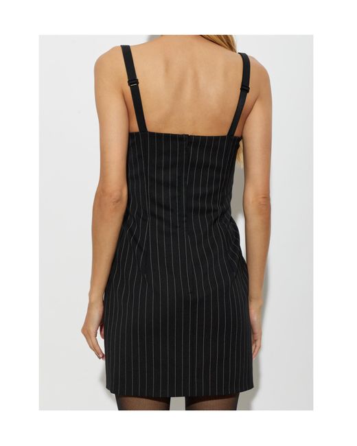Dolce & Gabbana Black Pinstriped Wool Dress