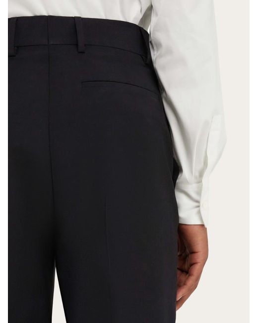 Ferragamo Black Flat Front Tailored Trouser for men