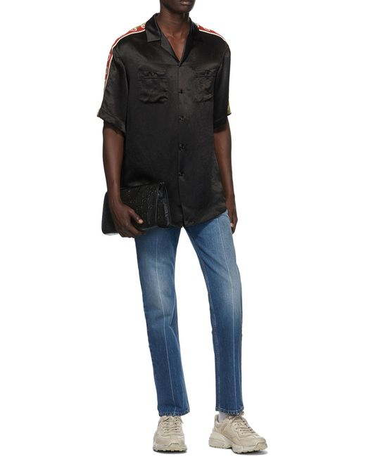 Gucci Black Side-Panel Bowling Shirt for men