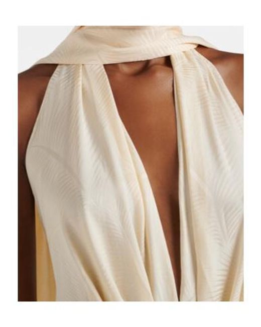 Johanna Ortiz White Scarf-Detail Jacquard Maxi Dress