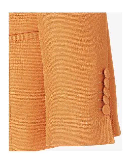 Fendi Orange Double Breasted Tailored Blazer