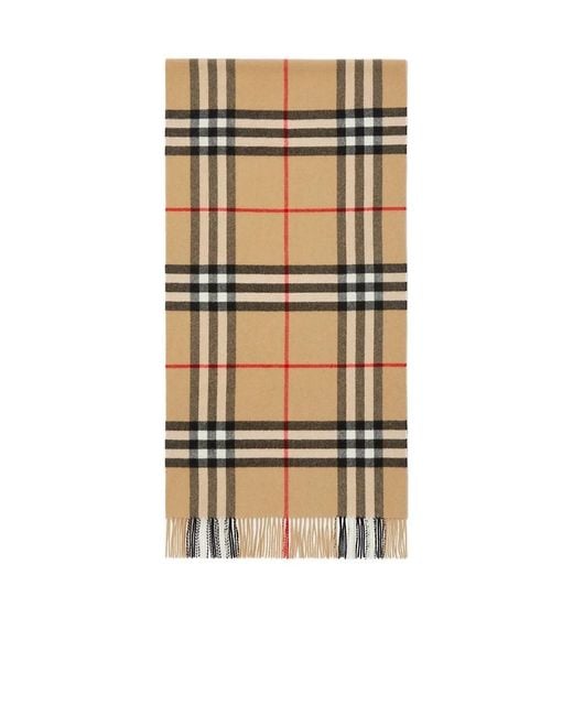 Burberry Natural Checked Fringed-Edge Scarf