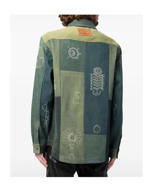 MARINE SERRE Green Patchwork Shirt for men