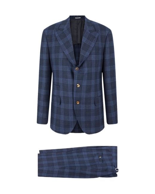 Brunello Cucinelli Blue Long-Sleeved Suit for men