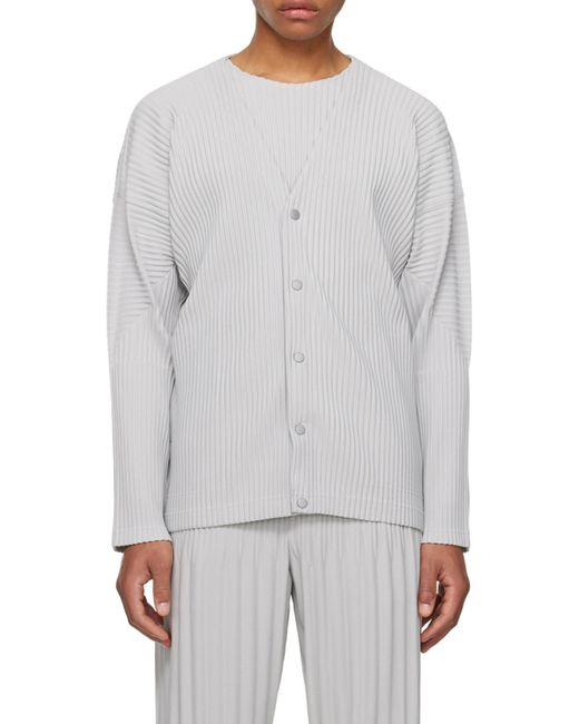 Homme Plissé Issey Miyake Gray Basics Panelled Plissé Cardigan for men