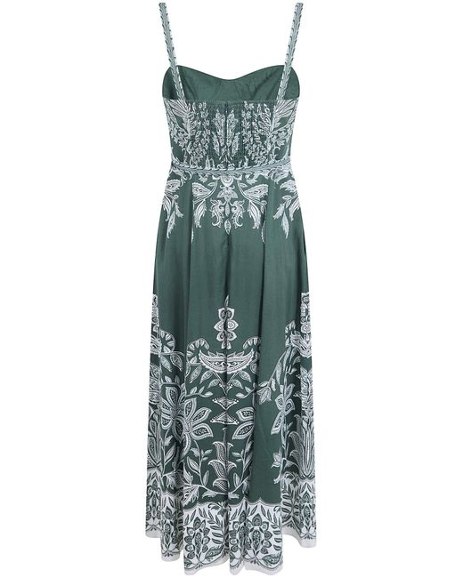 Farm Rio Green Printed Sweetheart Maxi Dress