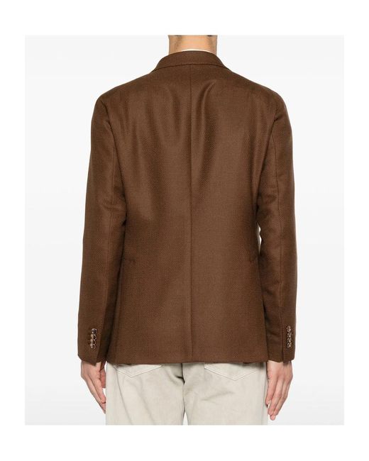 Tagliatore Brown Single-Breasted Suit Jacket for men