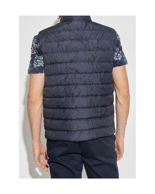 Etro Blue Padded Vest With Logo for men