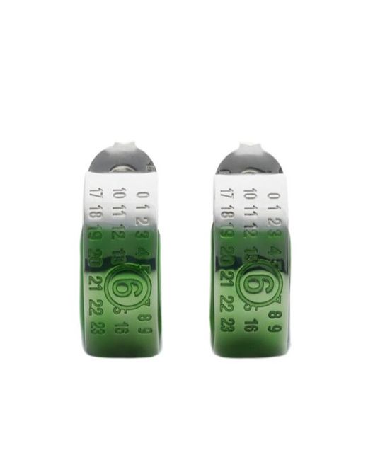 MM6 by Maison Margiela Green Numeric-Engraved Signature Earrings