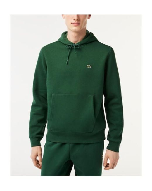 Lacoste Green Logo Embroidered Drawstring Hoodie for men