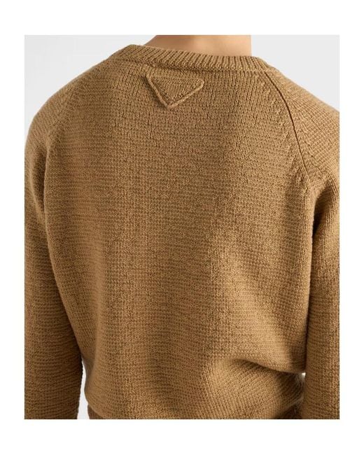 Prada Brown Long-Sleeved Crewneck Jumper for men