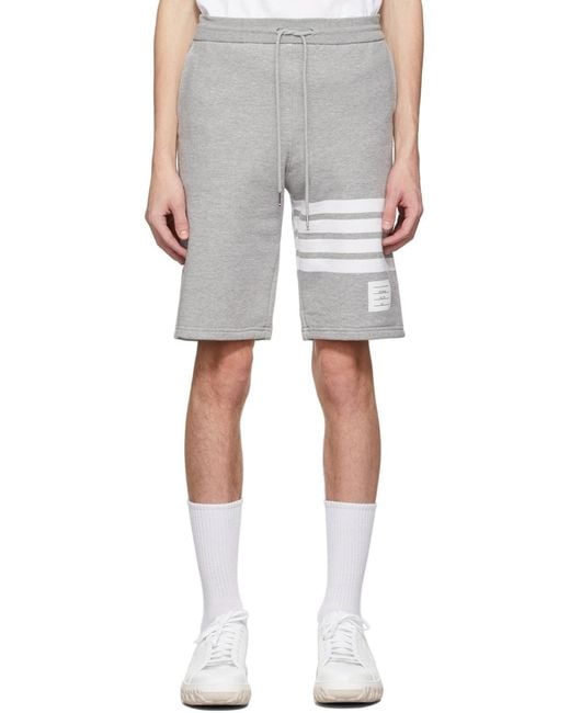 Thom Browne Gray Bar Bermuda Shorts for men