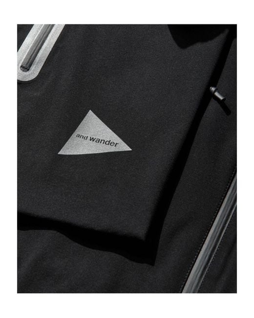 And Wander Black Reflective Zip Hooded Jacket for men