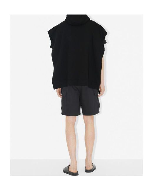 Burberry Black Graphic-Print Hooded Poncho for men