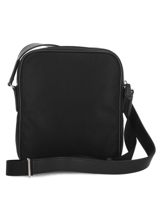 Bally Black Logo Printed Striped Messenger Bag for men