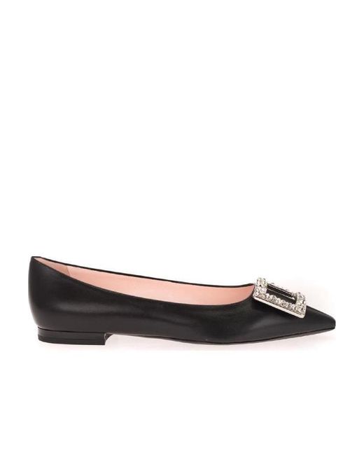 Roger Vivier Brown Rhinestone Decorative Flats
