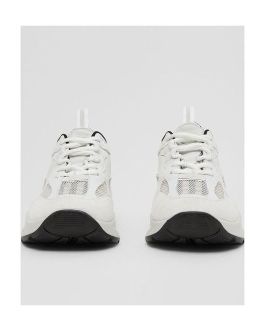 Burberry White Panelled Lace-Up Sneakers