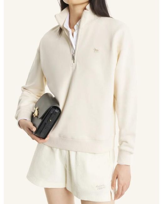 Maison Kitsuné White Maison Kitsuné Baby Fox Half Zip Sweatshirt