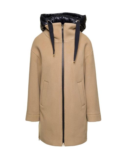 Herno Natural Zip-Up Hooded Coat