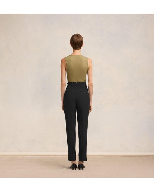 AMI Black High Waist Cigarette Trousers