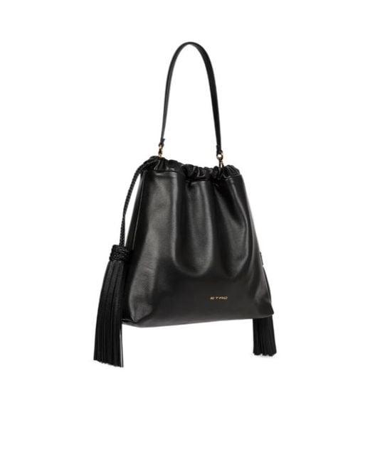 Etro Black Kalispera Tassel Shoulder Bag