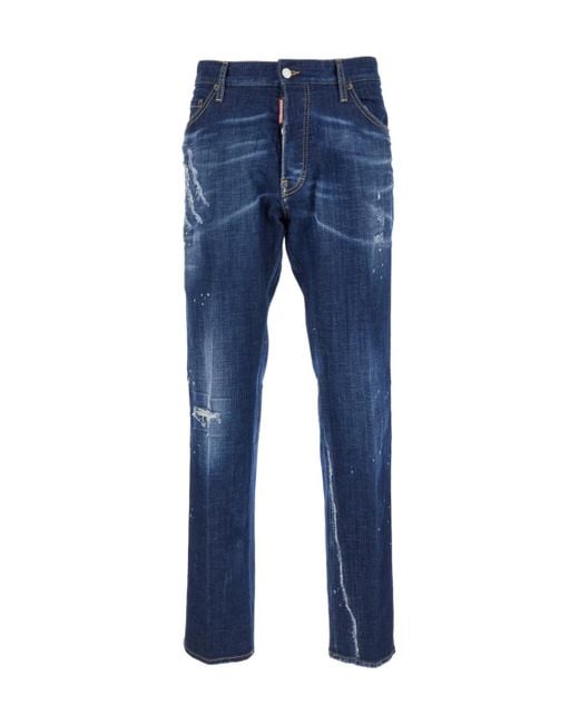 DSquared² Blue Dark Cb Wash Cool Guy Distressed Jeans for men