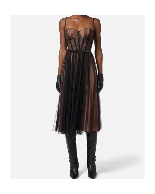Elisabetta Franchi Purple Bustier Belt Tulle Dress