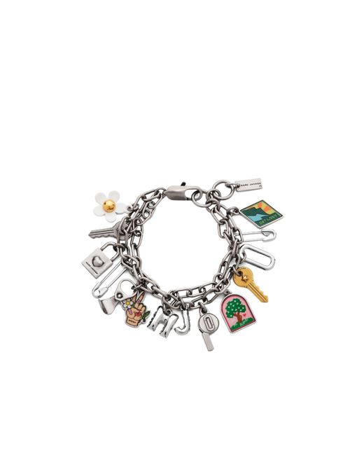 Marc Jacobs White The Pop Americana Charm Cable Chain Bracelet
