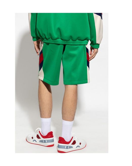 Gucci Green Side Stripe-Detail Shorts for men