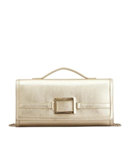 Roger Vivier Natural Belle Vivier Chain Clutch Bag