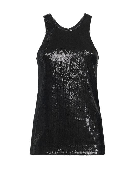 Totême Black Sequin High Round Neckline Top