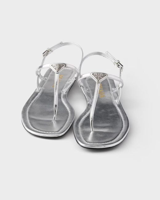Prada White Strappy Thong Flat Sandals