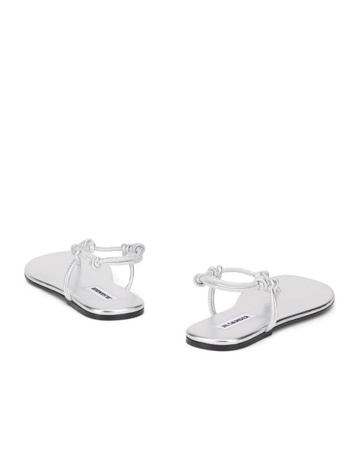 Jil Sander White Knotted Strap Flat Sandals