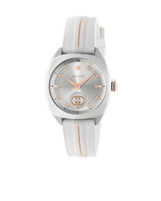 Gucci White Interlocking Watch, 29Mm