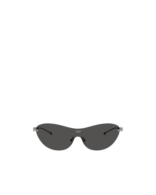 DIESEL White Rimless Shield Sunglasses