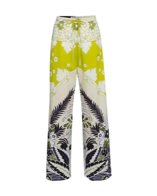 Valentino Yellow Floral Cotton High-Rise Wide-Leg Pants