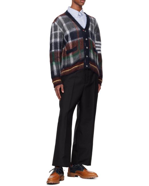 Thom Browne Black Checkered Button-Up Cardigan for men