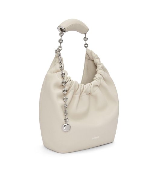 Loewe White Ruched Handle Shoulder Bag