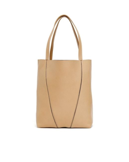 Chloé Natural Chloé Spin Charm Detailed Tote Bag