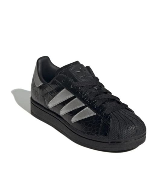 Adidas Black Superstar Ii W Striped Lace-Up Sneakers