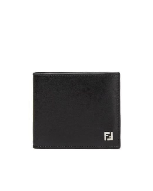 Fendi Men's Black Squared Ff Bi-Fold Wallet