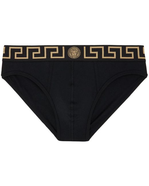 Versace Black Greca-Detailed Pack Of Two Boxer Briefs for men