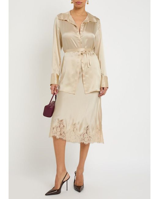 Reformation Natural Camilla Waist-Tie Silk Shirt