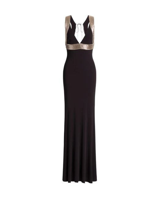 Alberta Ferretti Black Embellished Long Dress